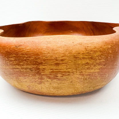 Large wooden serving bowl with ripple Wave edge