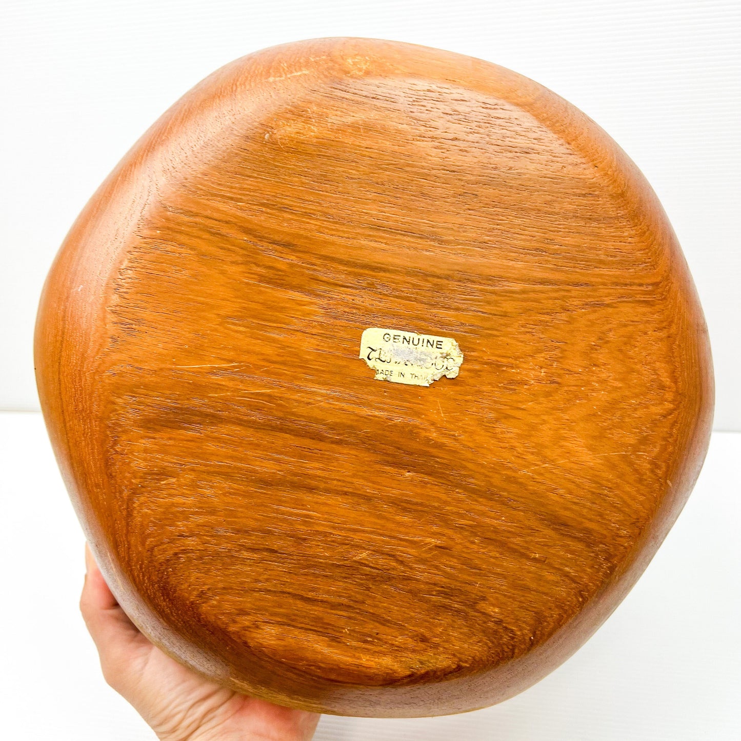 Large wooden serving bowl with ripple Wave edge
