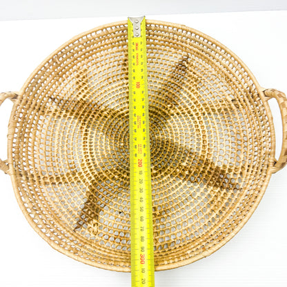 Woven Seagrass round tray with two handles