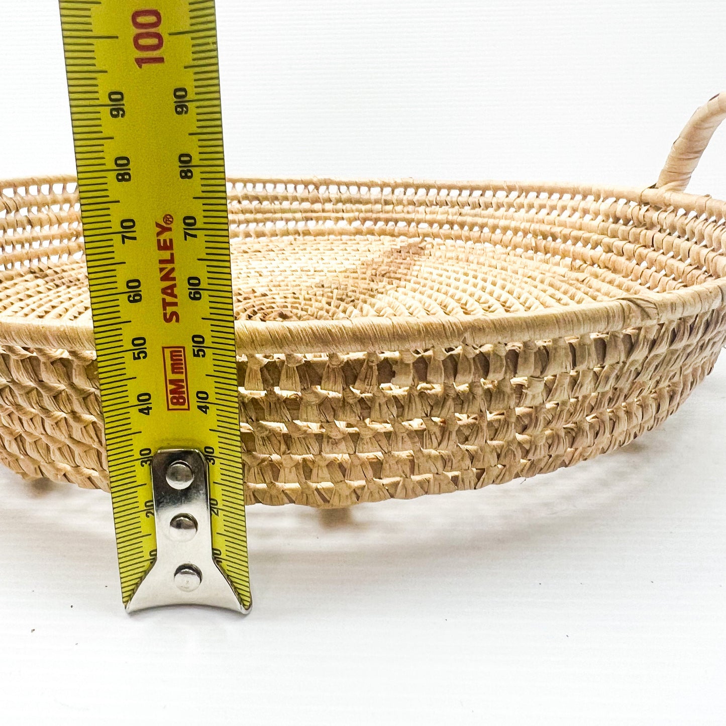 Woven Seagrass round tray with two handles