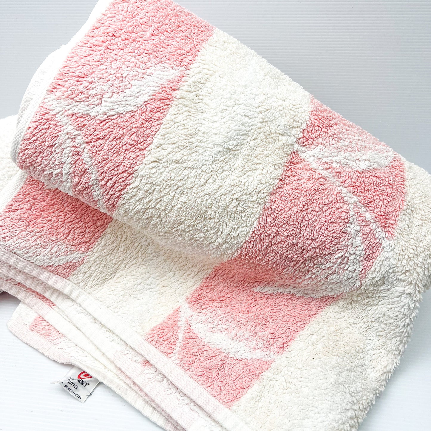 Vintage Pink & White Towel set of 2 - Made in Australia by Target