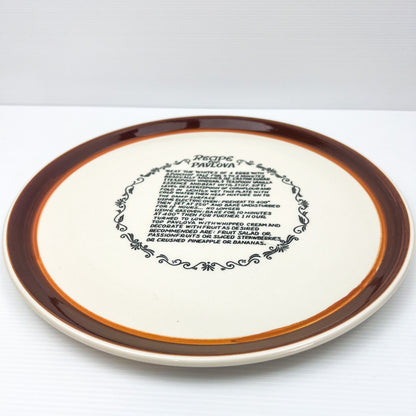 Recipe for Pavlova Plate Brown and Orange stripe - Made in Japan