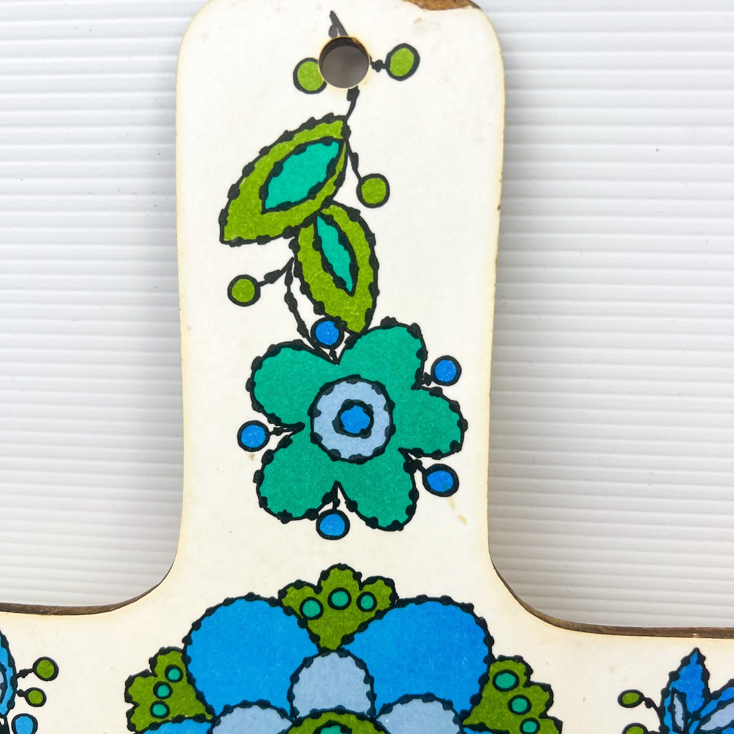 Retro blue bird patterned serving tray board