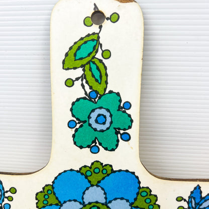 Retro blue bird patterned serving tray board