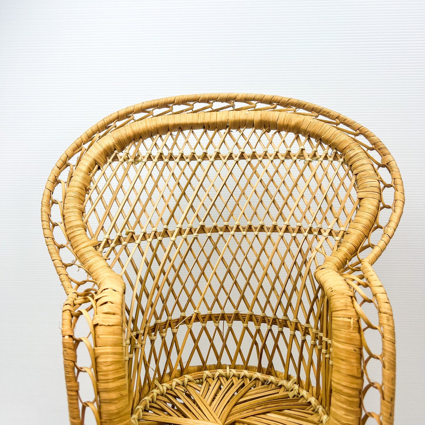 Wooden Cane Peacock Dolls Chair