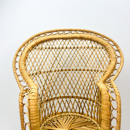 Wooden Cane Peacock Dolls Chair