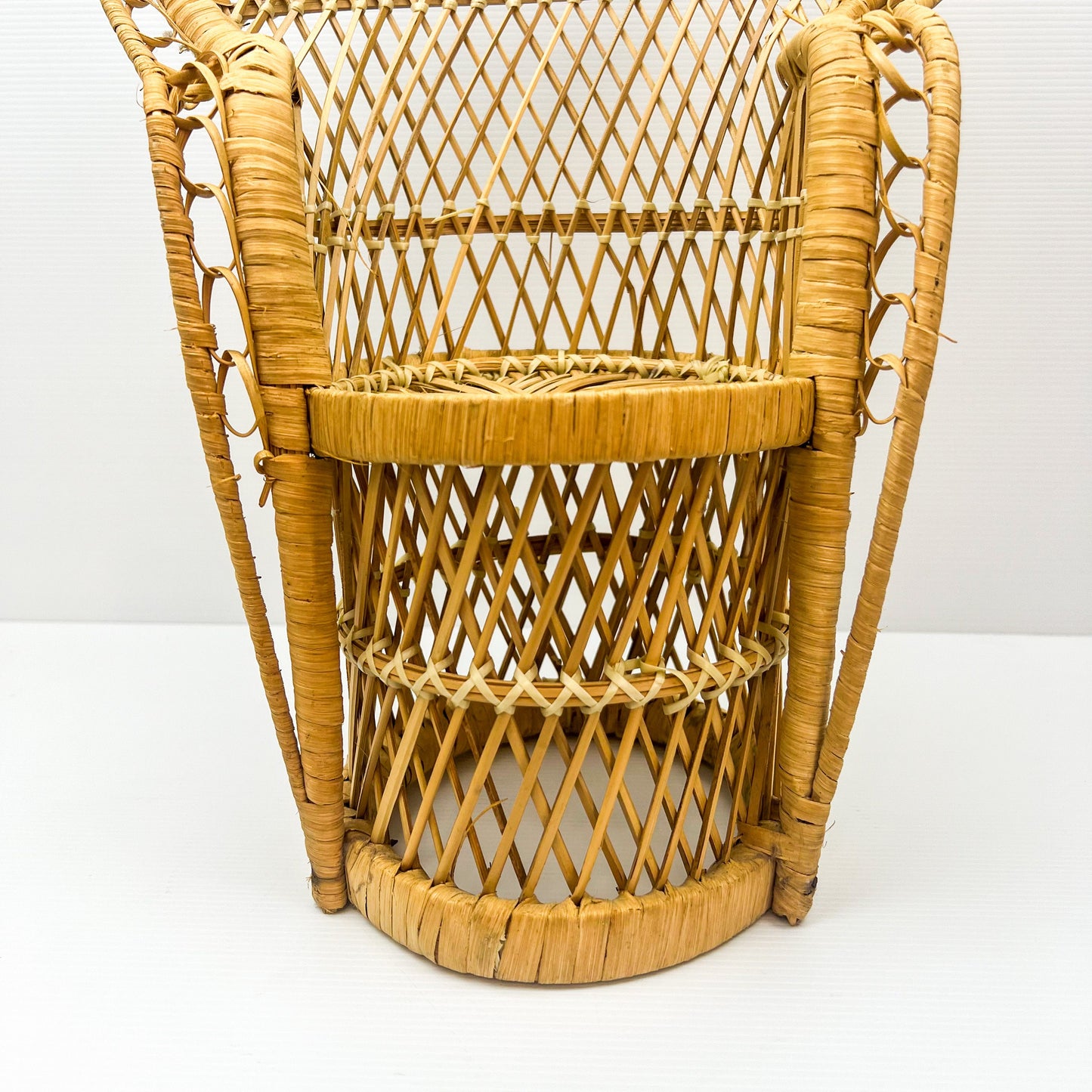 Wooden Cane Peacock Dolls Chair