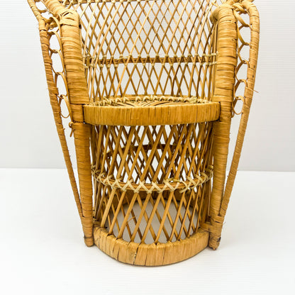 Wooden Cane Peacock Dolls Chair