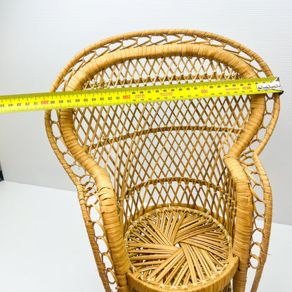 Wooden Cane Peacock Dolls Chair