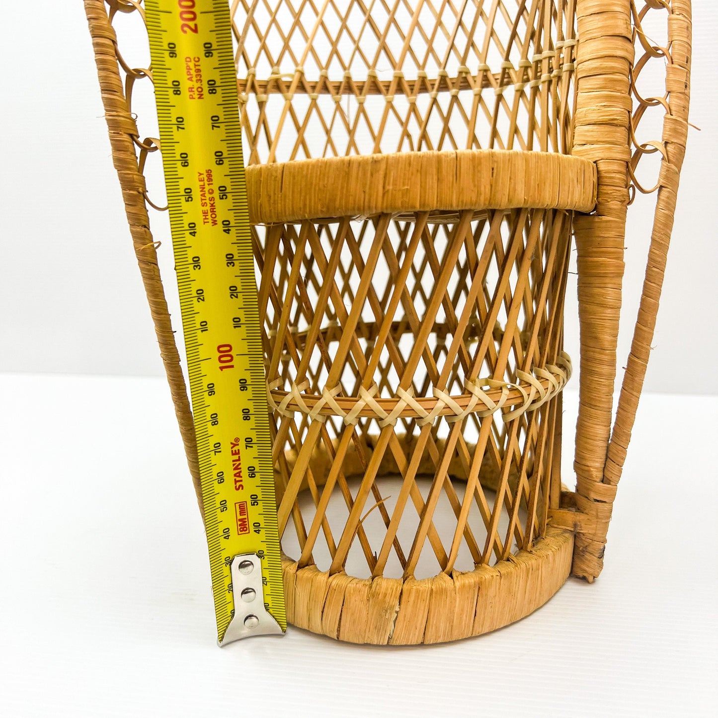 Wooden Cane Peacock Dolls Chair
