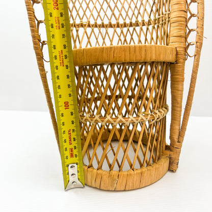 Wooden Cane Peacock Dolls Chair