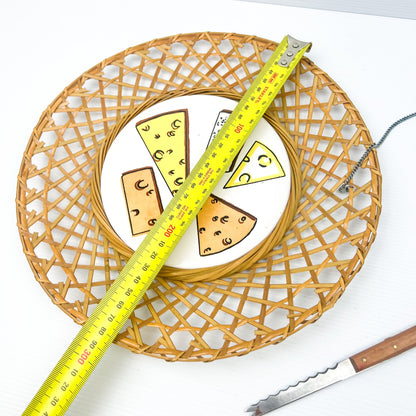 Cane cheese plate with cheese tile and knife