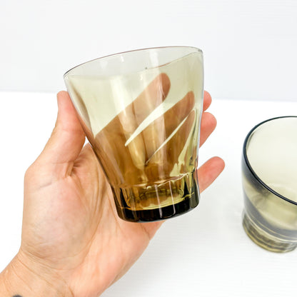 Vintage Smokey drinking glass set of 2 - Made in Argentina