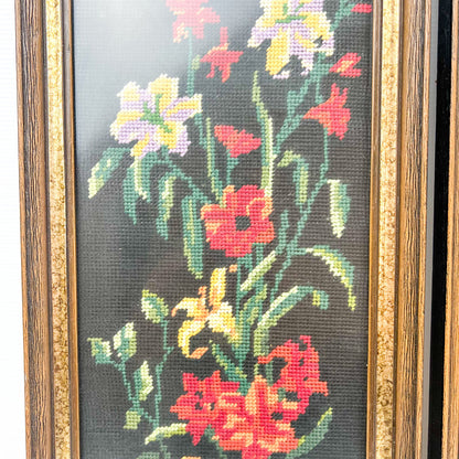 Vintage flower tapestry framed art