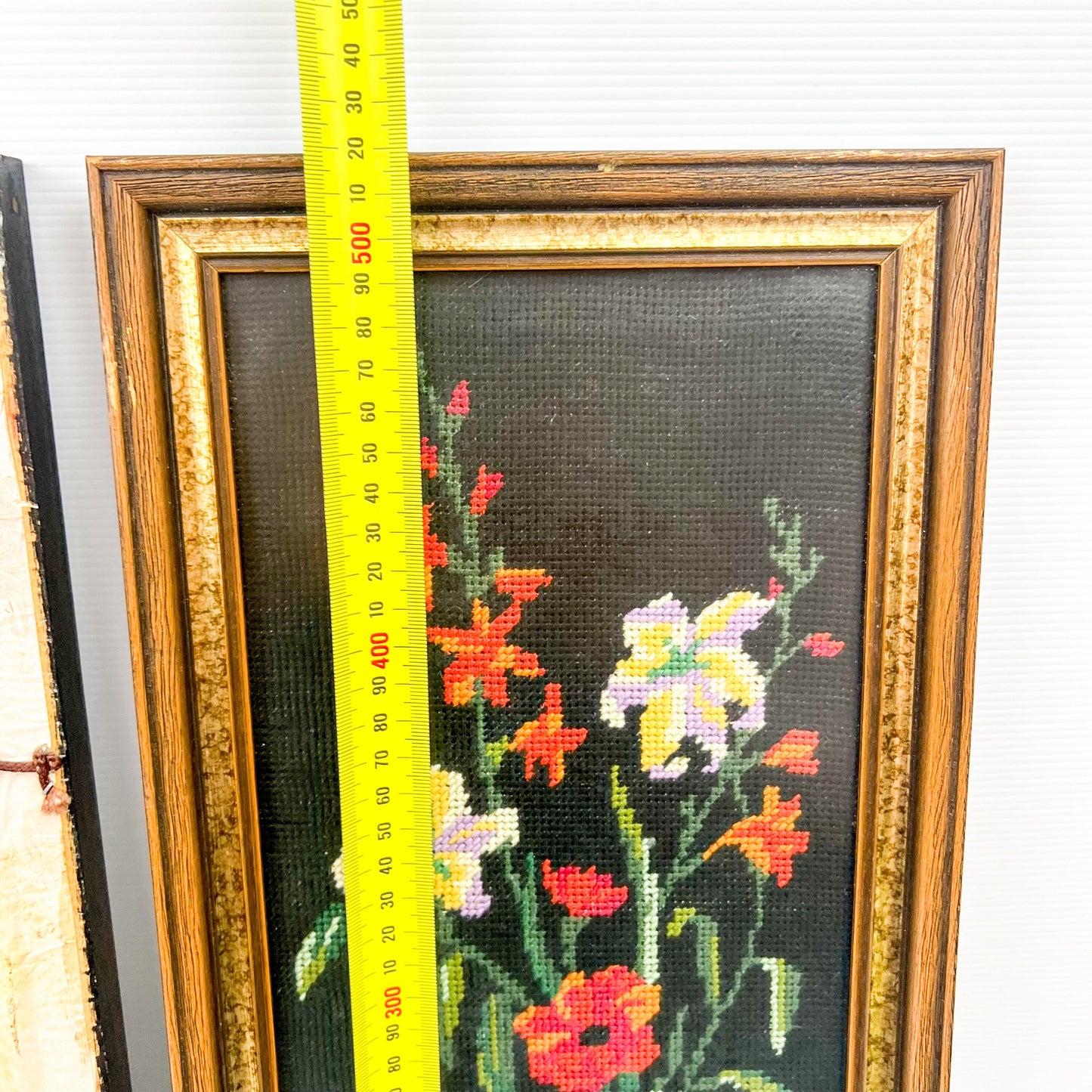 Vintage flower tapestry framed art