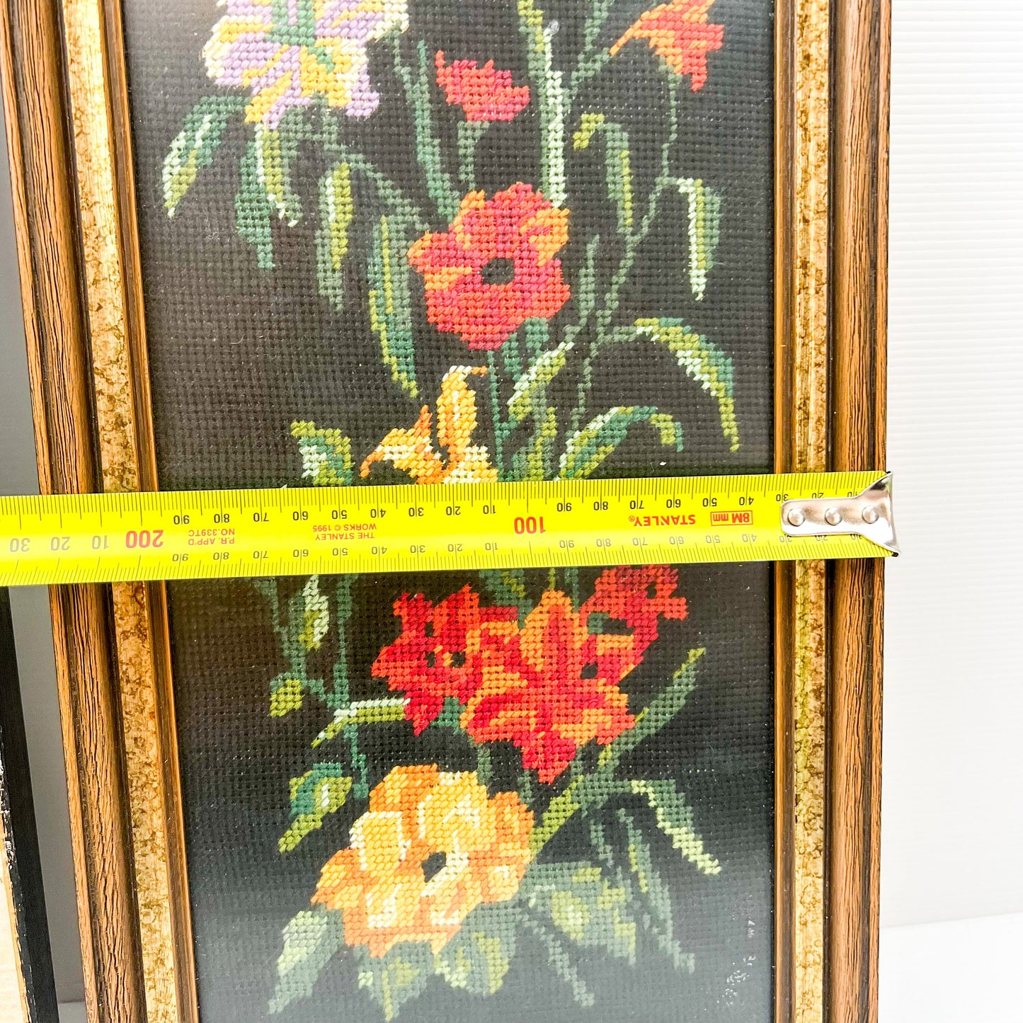 Vintage flower tapestry framed art