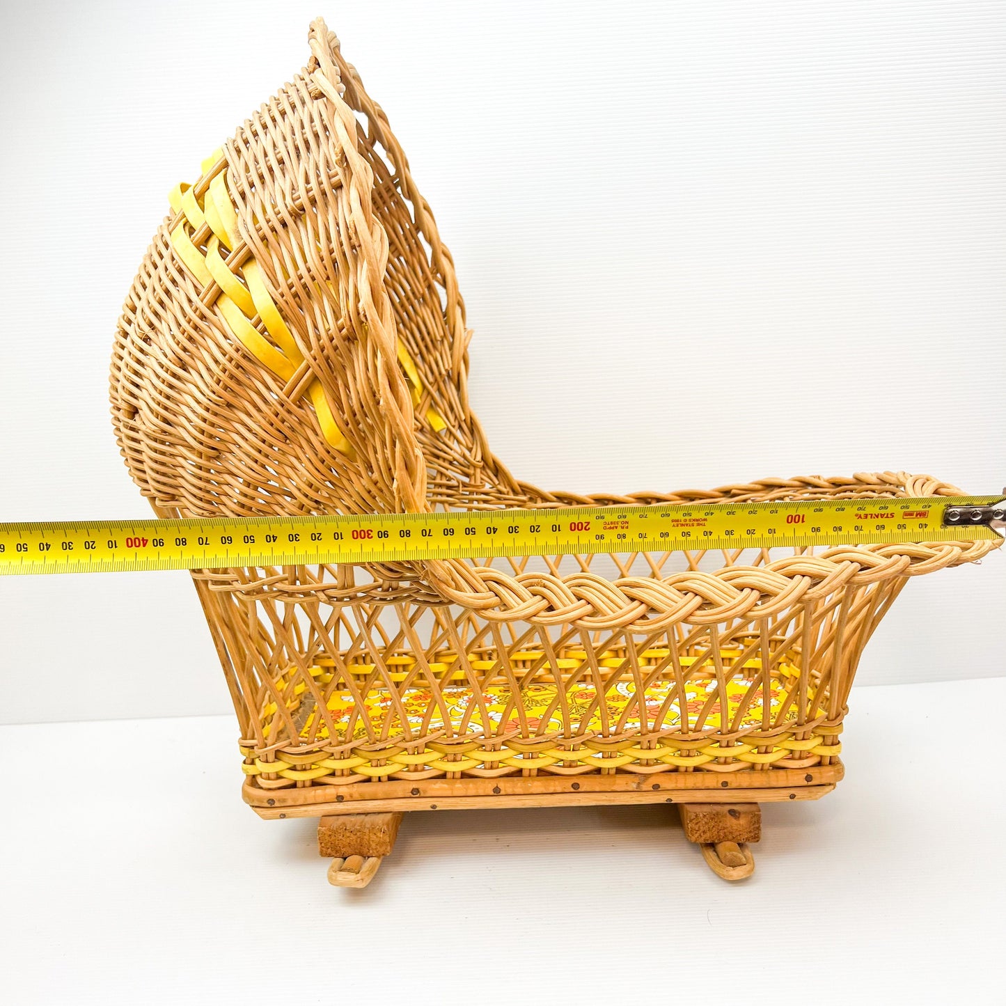 Vintage cane dolls rocking basket bassinet