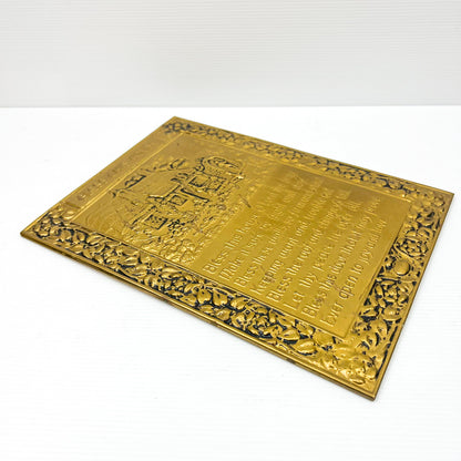 Pressed brass metal “Bless this House” hanging sign