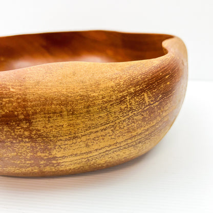 Large wooden serving bowl with ripple Wave edge