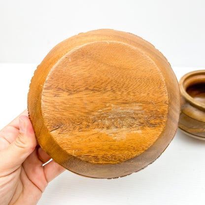 Wooden carved bowl set of 2