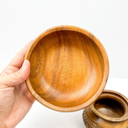 Wooden carved bowl set of 2