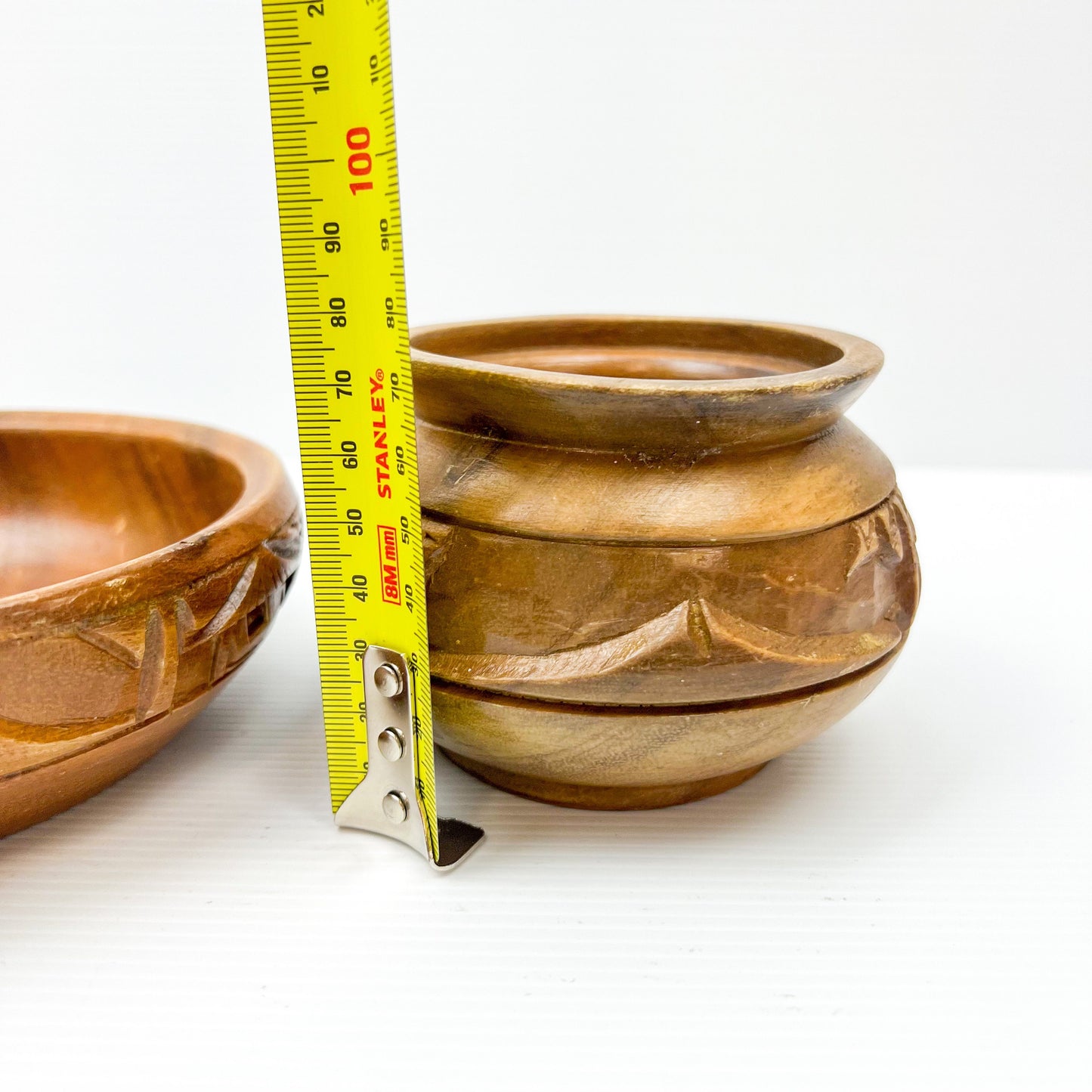 Wooden carved bowl set of 2