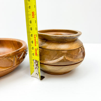 Wooden carved bowl set of 2