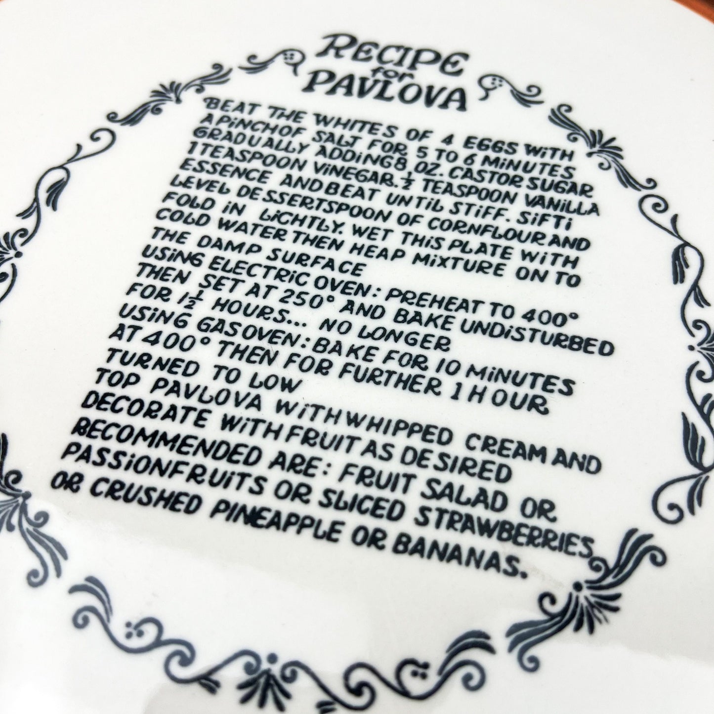 Recipe for Pavlova Plate Brown and Orange stripe - Made in Japan