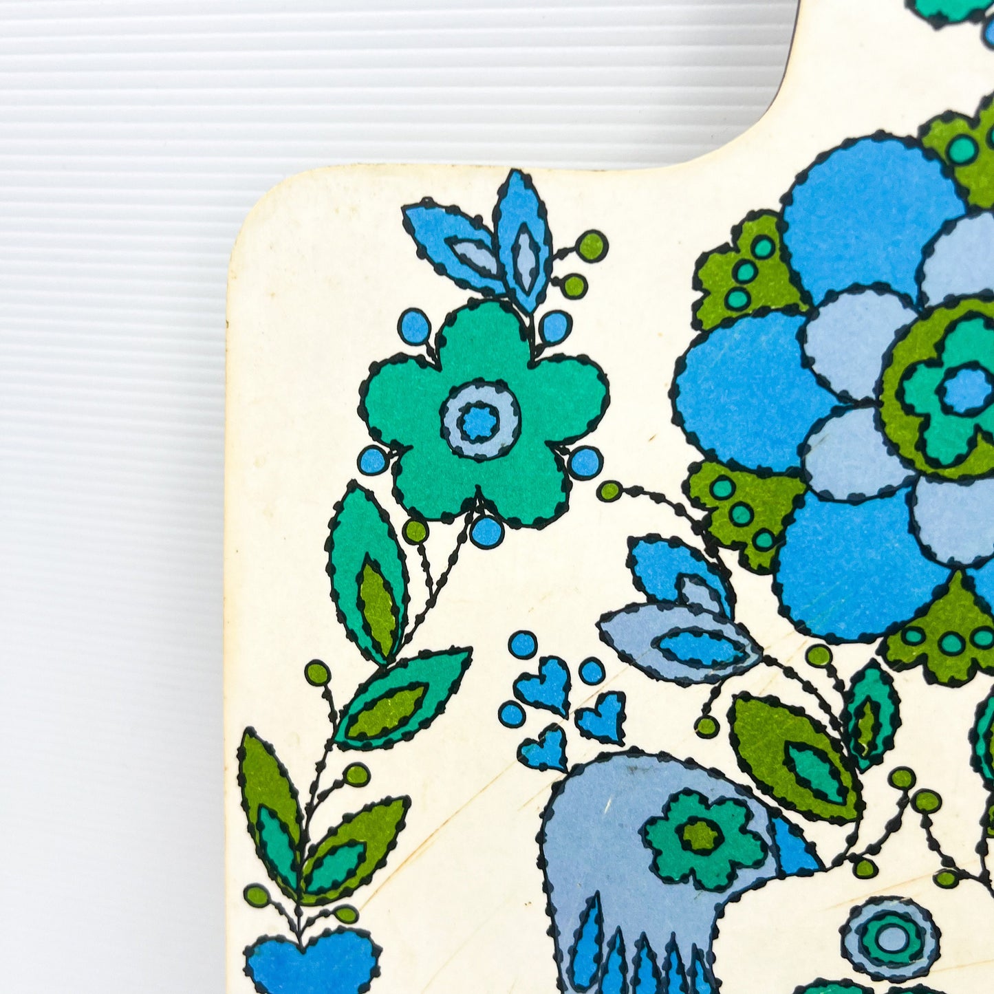 Retro blue bird patterned serving tray board