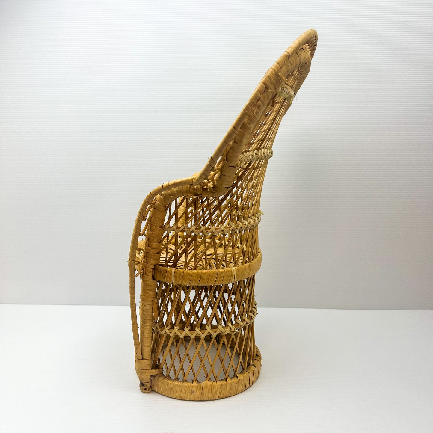 Wooden Cane Peacock Dolls Chair