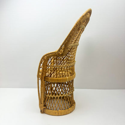 Wooden Cane Peacock Dolls Chair