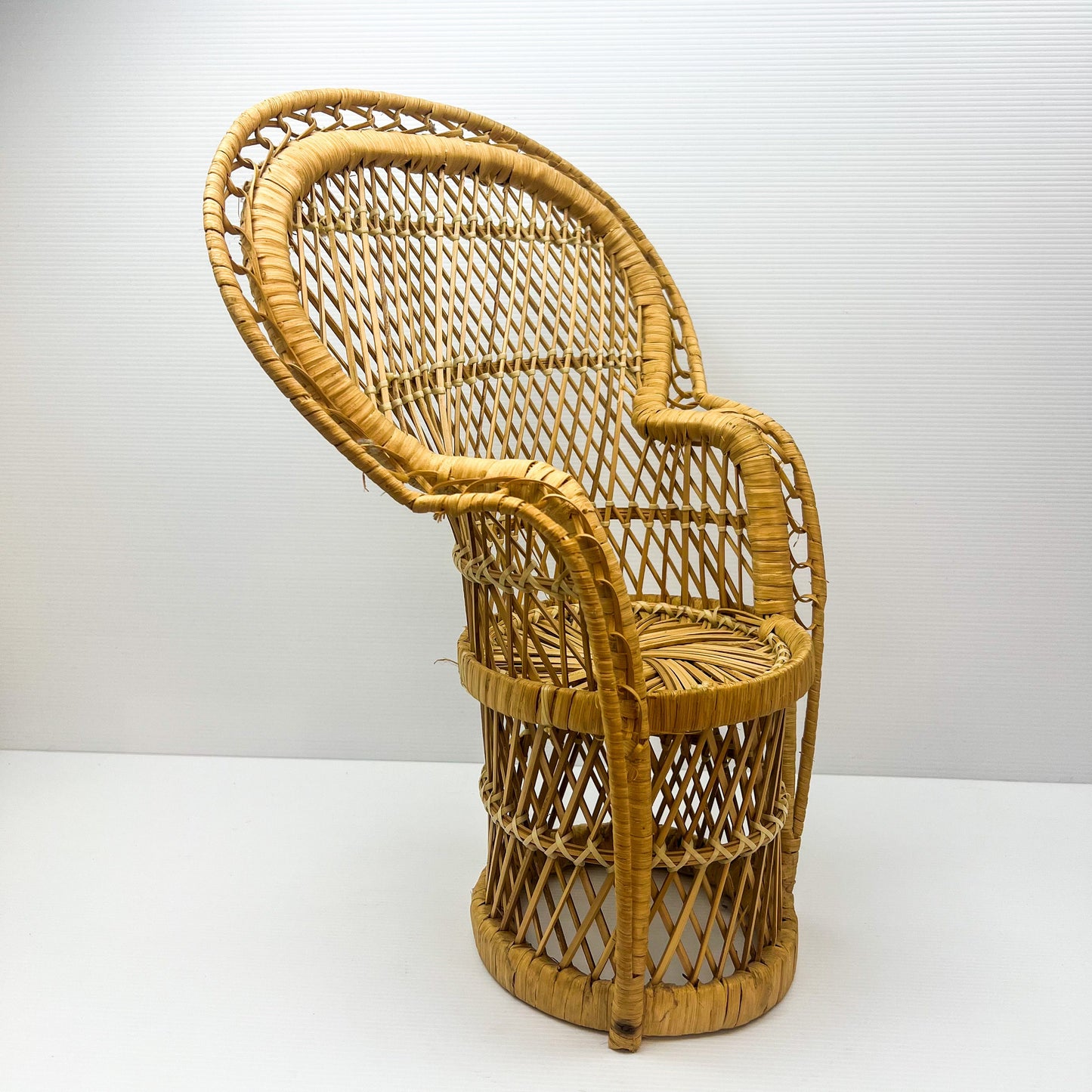 Wooden Cane Peacock Dolls Chair