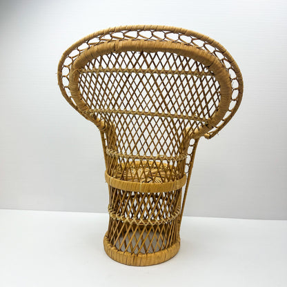 Wooden Cane Peacock Dolls Chair