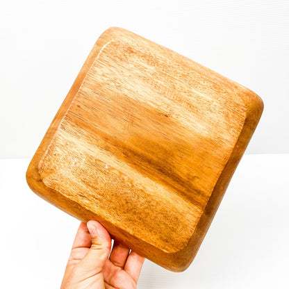 Wooden square plate with painted butterfly artwork