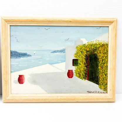 Oceanside villa painting set of 2 framed