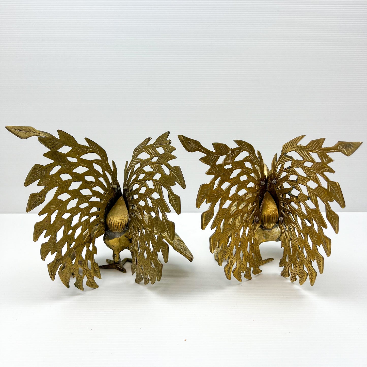 Vintage Pair set of Brass Fighting Roosters