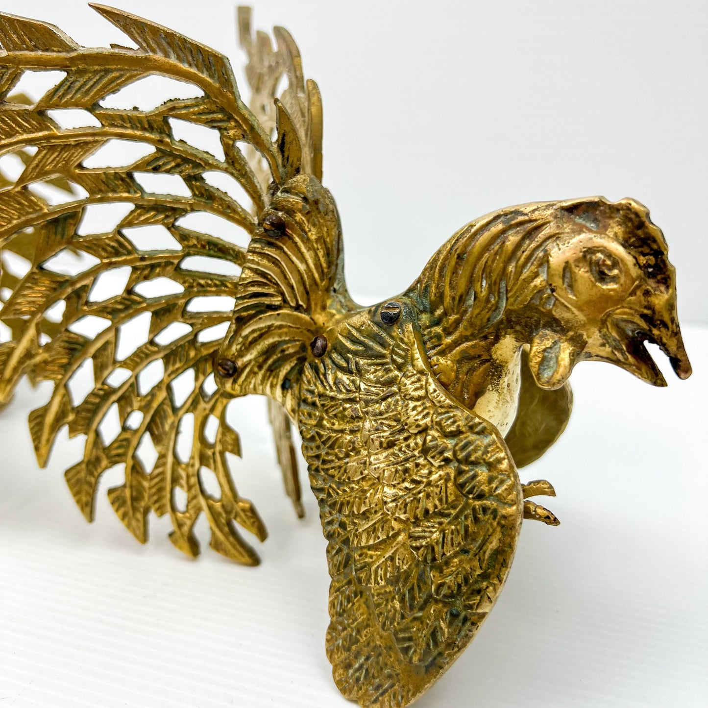 Vintage Pair set of Brass Fighting Roosters