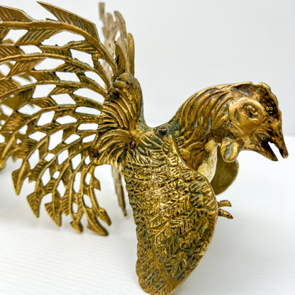 Vintage Pair set of Brass Fighting Roosters