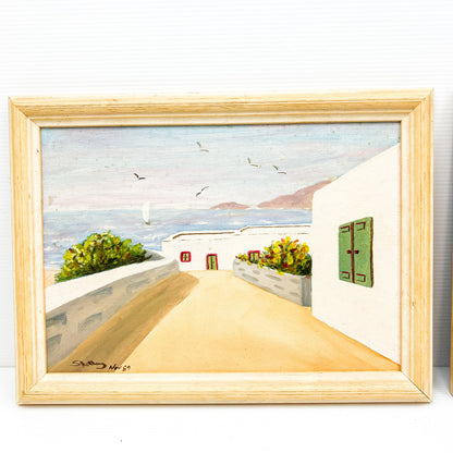 Oceanside villa painting set of 2 framed