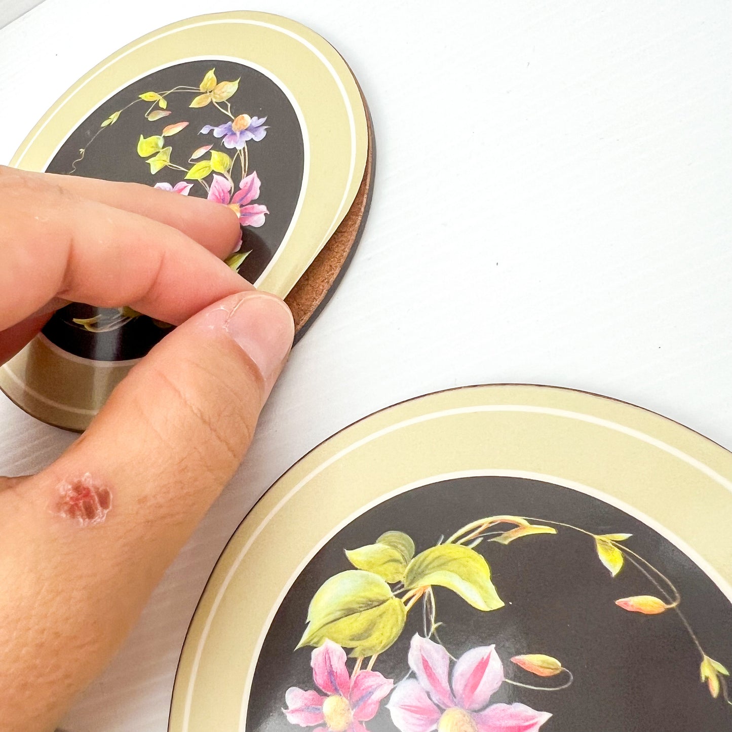 Pimpernell Flower Drink Coasters with cork back in box