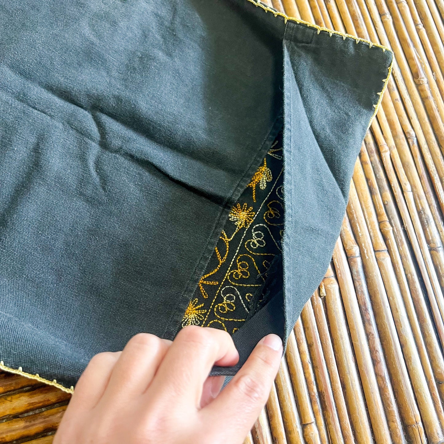 Yellow and black flower pattern cushion cover set of 2