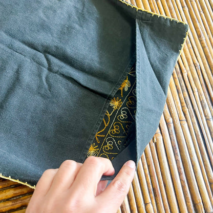 Yellow and black flower pattern cushion cover set of 2