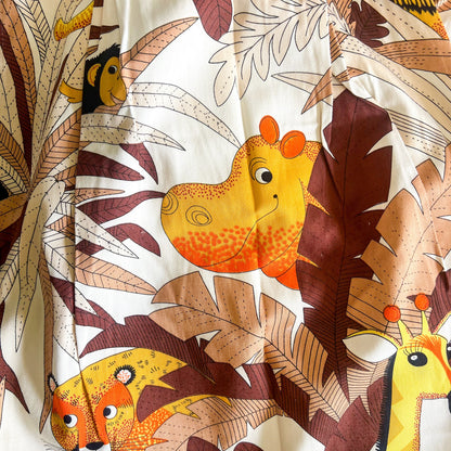 Retro jungle animal kids curtain 204cm long x 54cm wide at top x 110cm wide at base