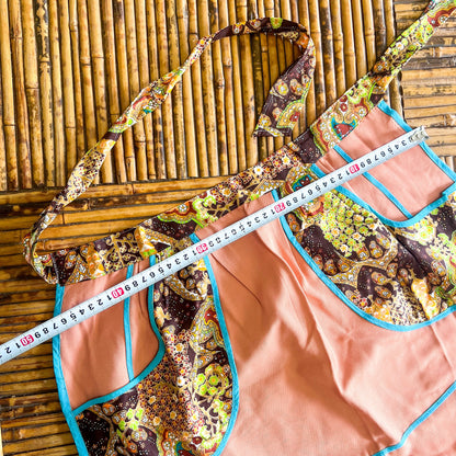 Retro patterned tie back half apron
