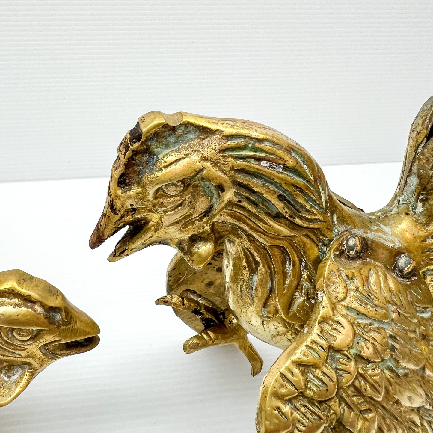 Vintage Pair set of Brass Fighting Roosters