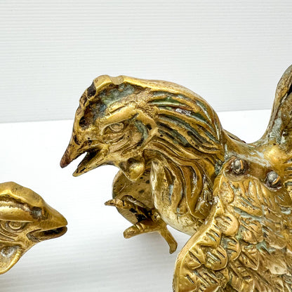 Vintage Pair set of Brass Fighting Roosters