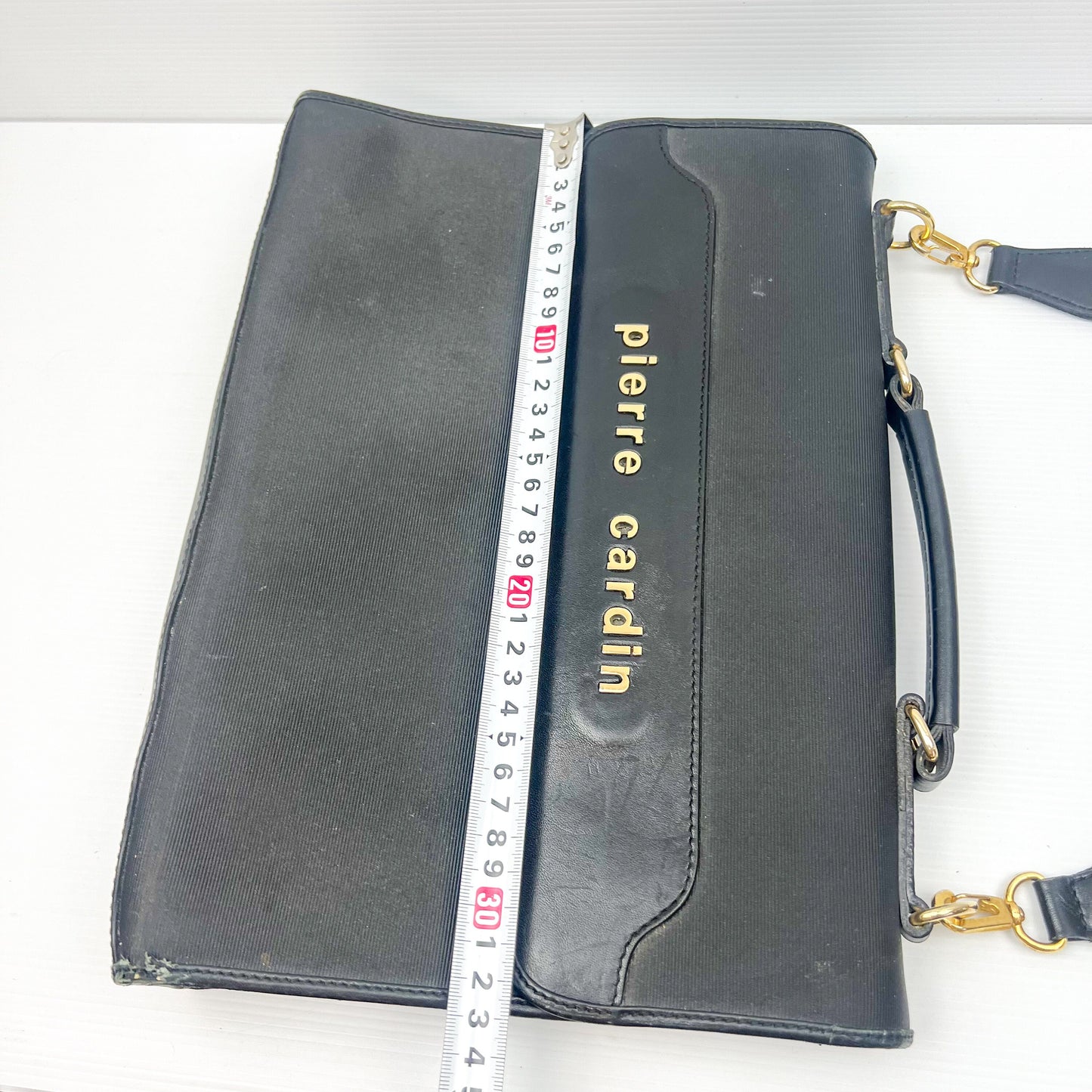 Pierre Cardin Black Leather Trim Side Satchel Bag
