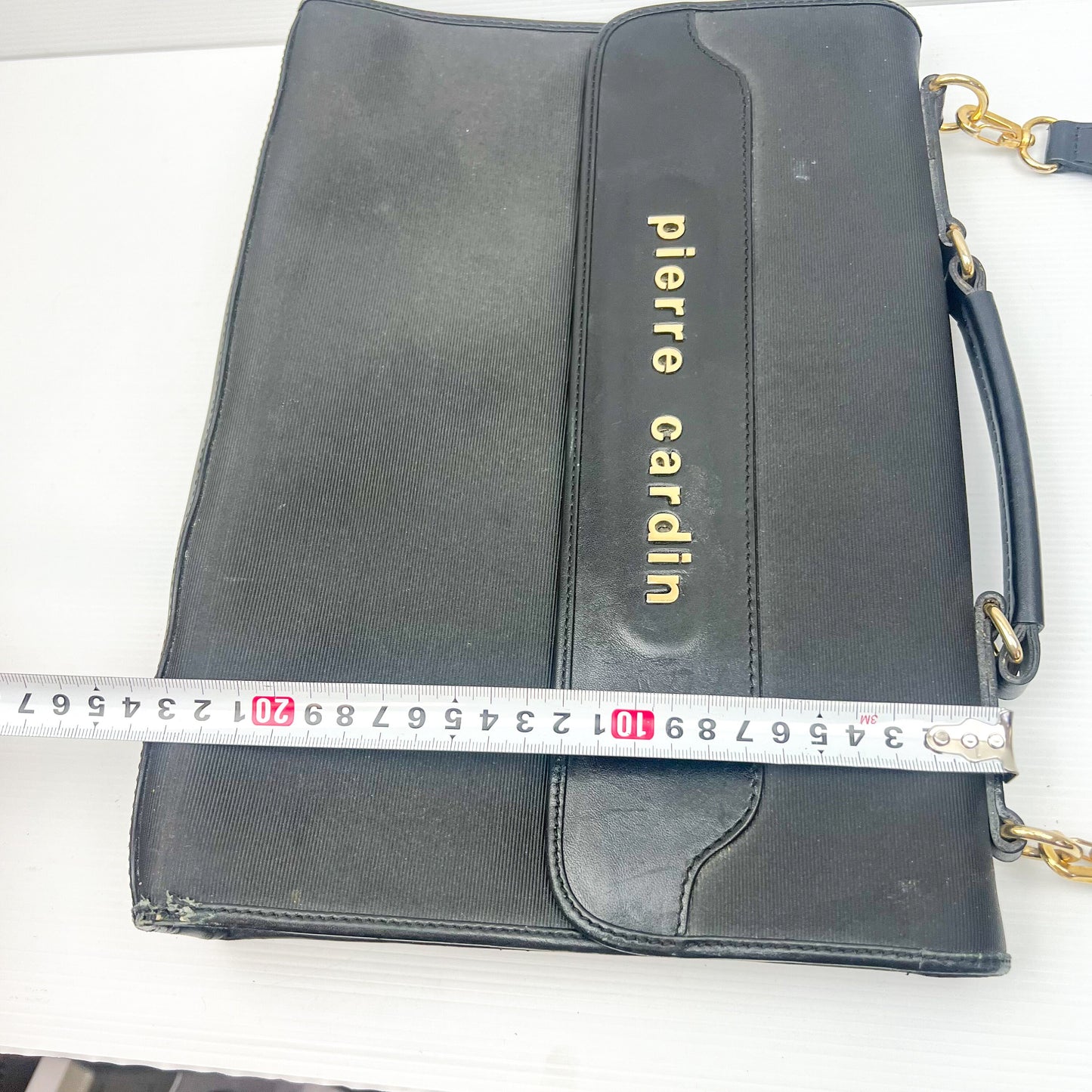 Pierre Cardin Black Leather Trim Side Satchel Bag