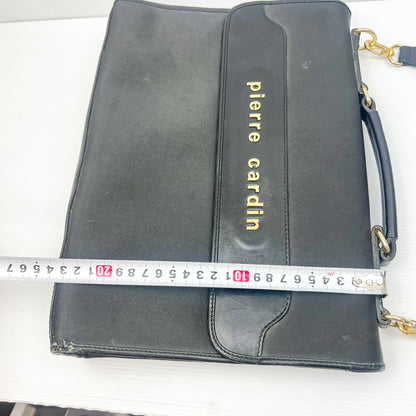 Pierre Cardin Black Leather Trim Side Satchel Bag