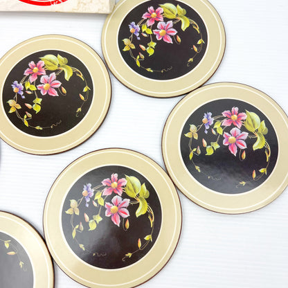 Pimpernell Flower Drink Coasters with cork back in box